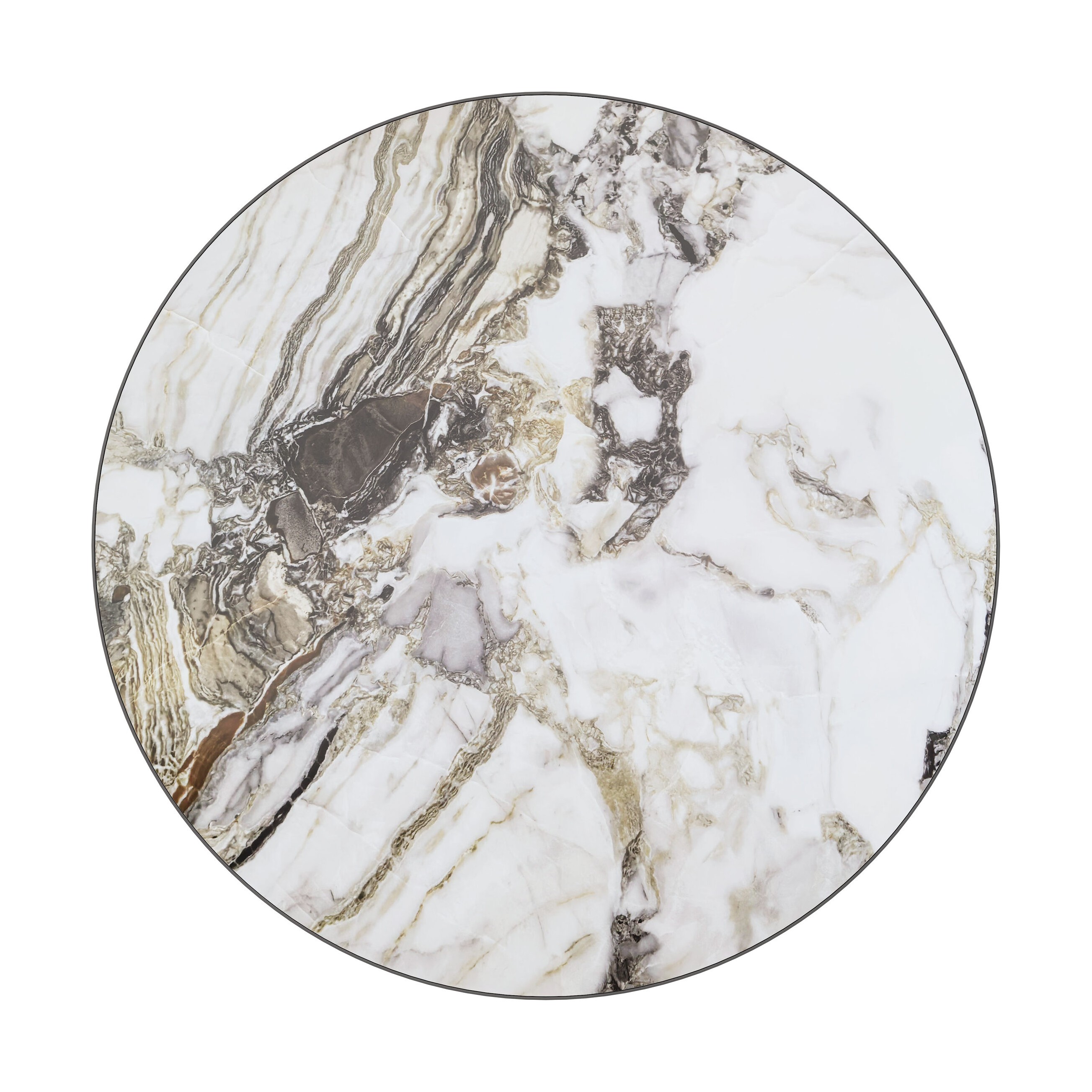Batu Outdoor Faux Marble Tempered Glass Top Round Dining Table