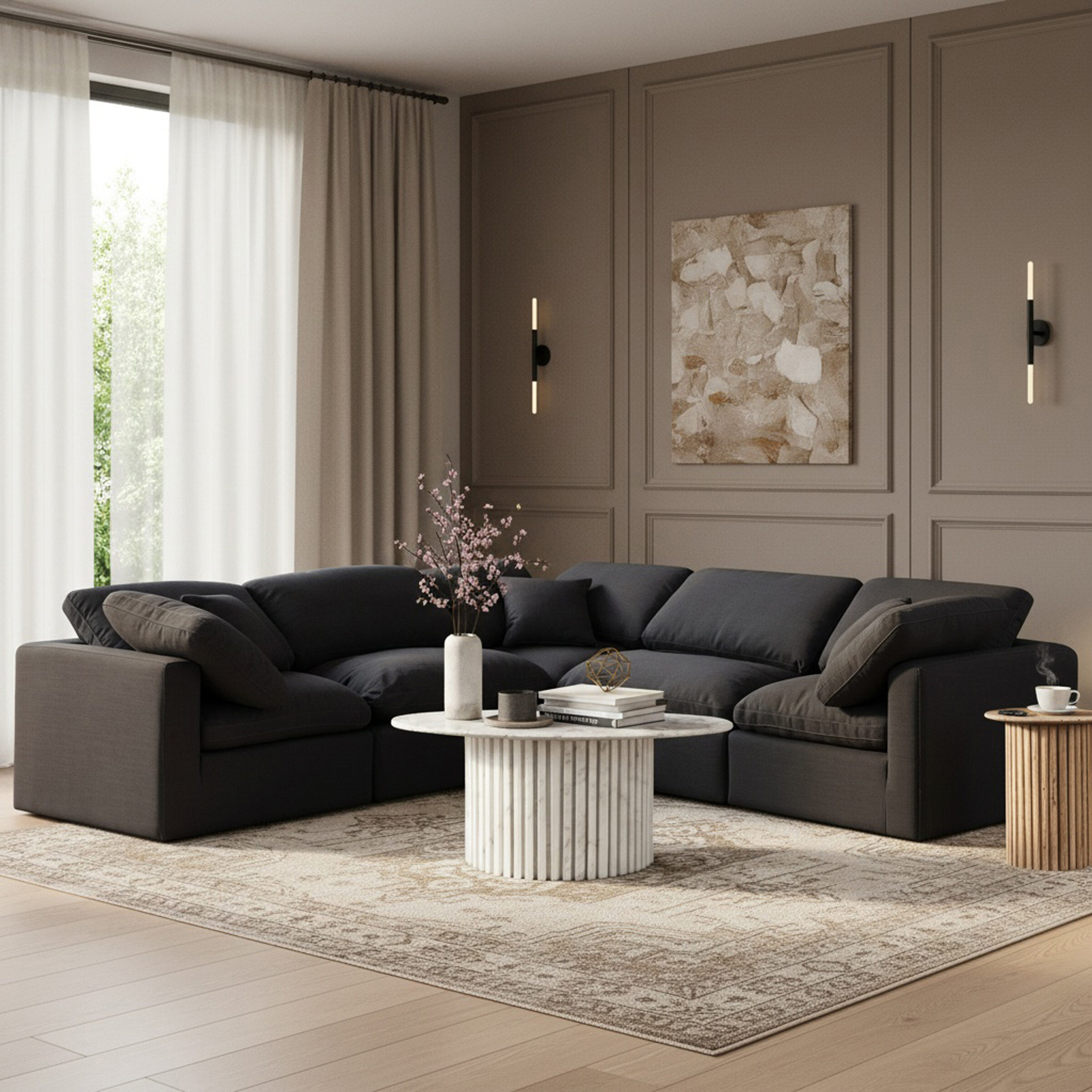 Indulge 105-inch Linen 5-Piece Modular L-Shape Sectional, Composition 2
