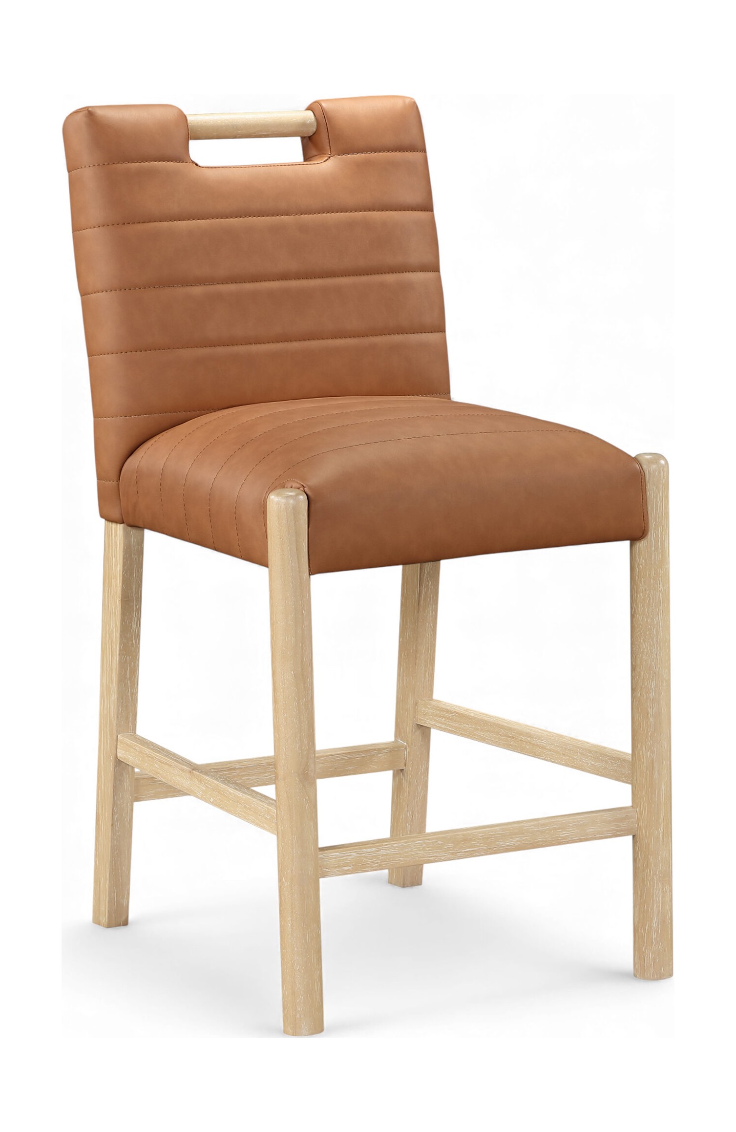 Aimee Vegan Leather Counter Stool with Natural Oak Wood Base