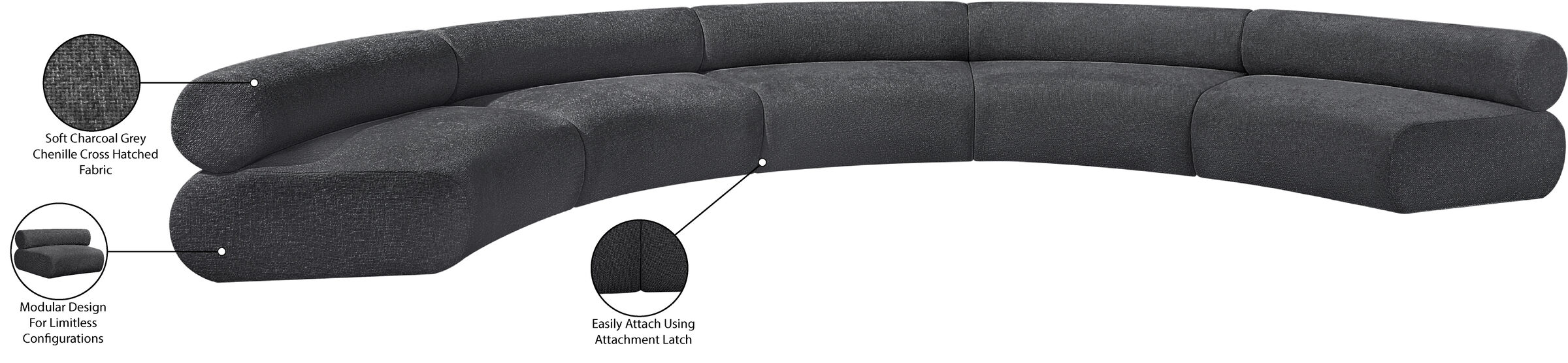 Bale 202-inch Chenille 5-Piece Modular Sectional