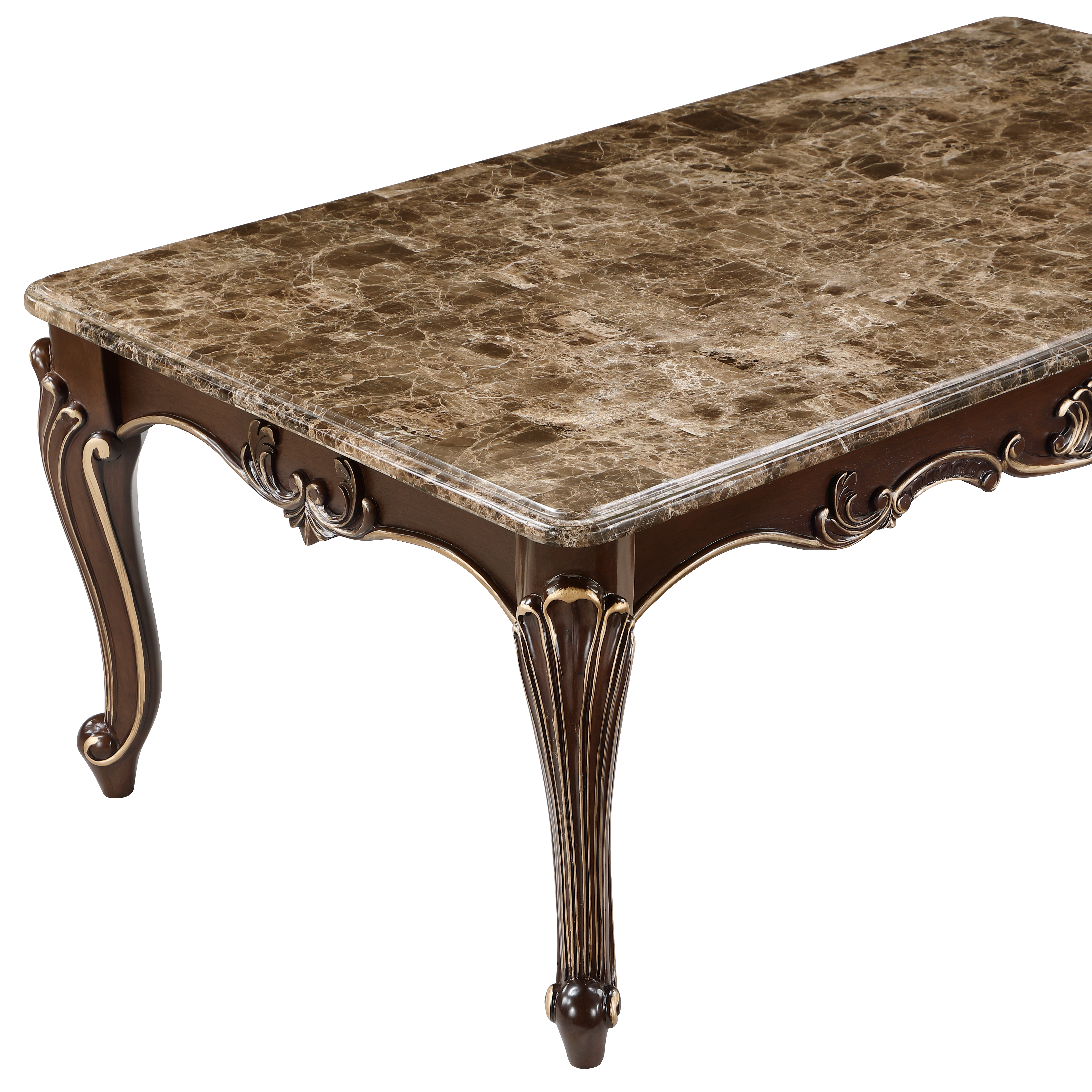 Lotus Rectangle Faux Marble Top Coffee Table