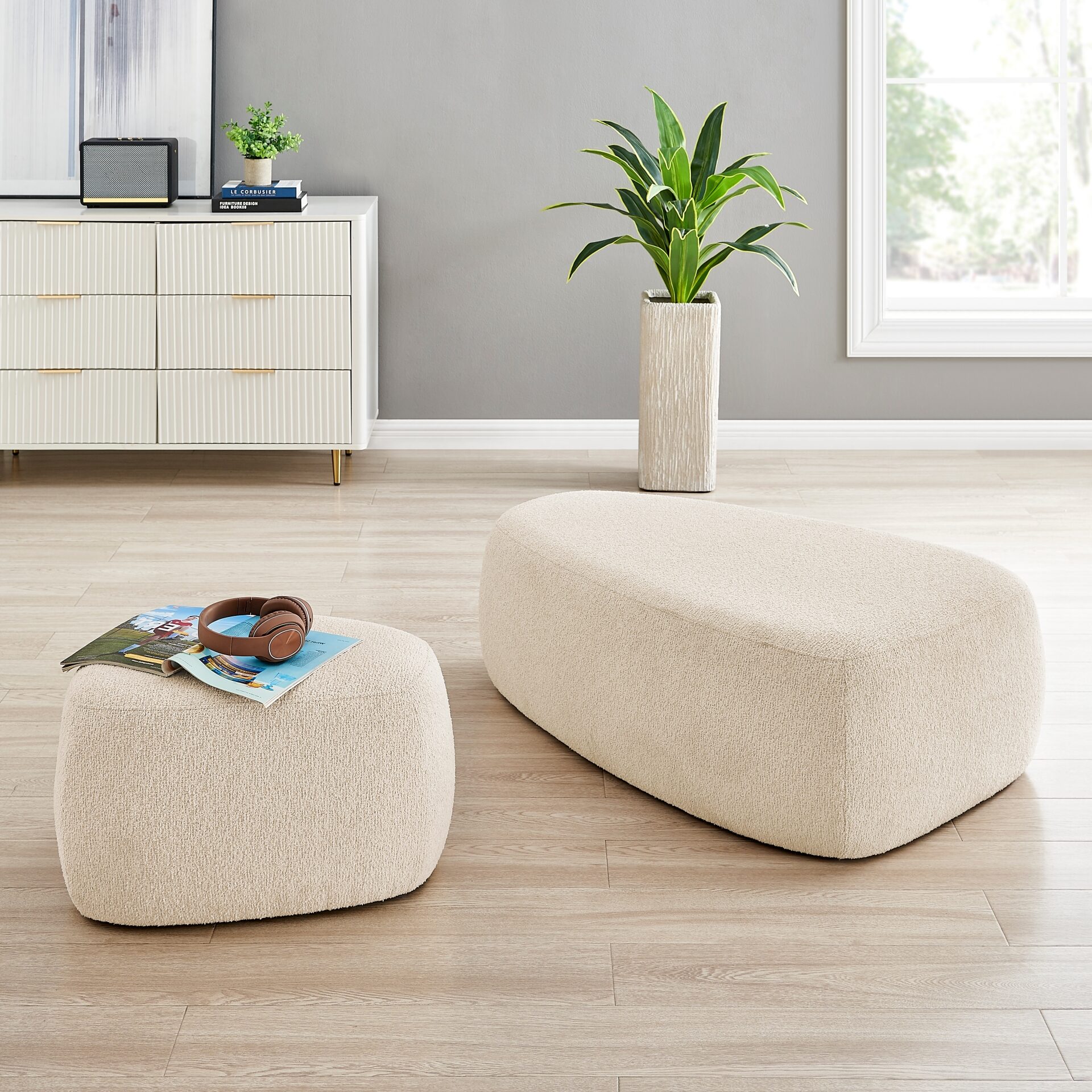 Carlese Boucle Small Ottoman
