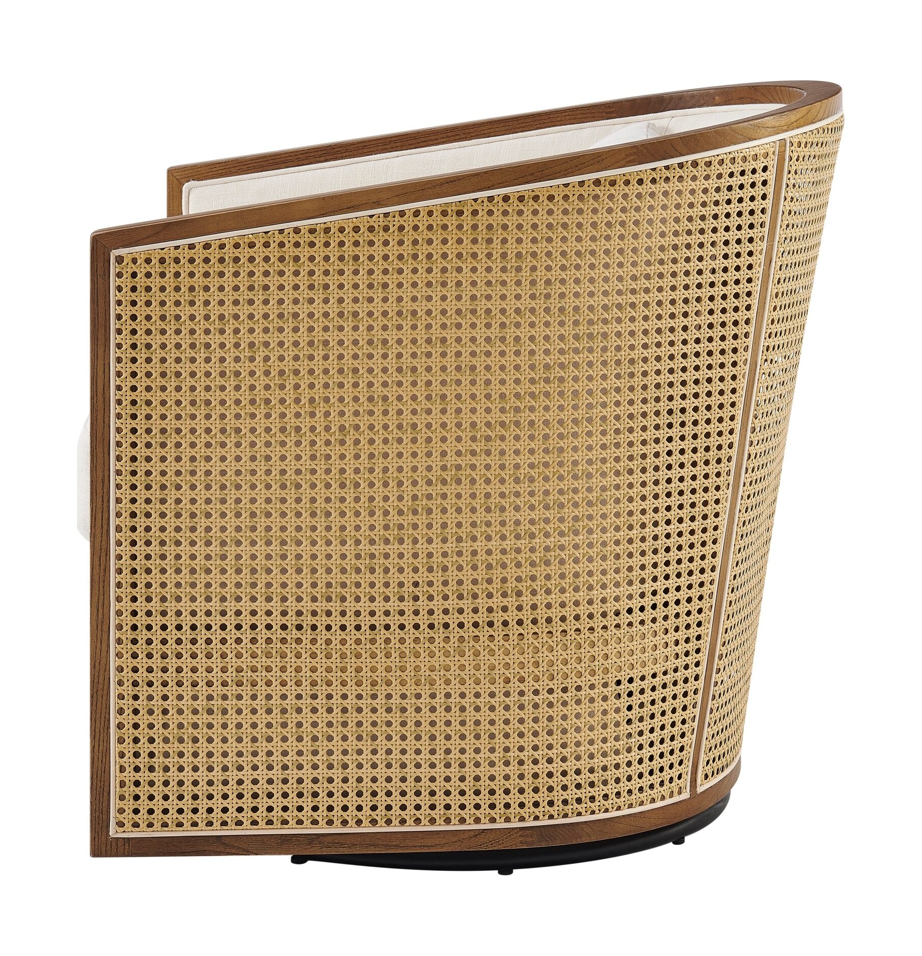 Marilyn Linen Swivel Arm Chair with Rattan Frame