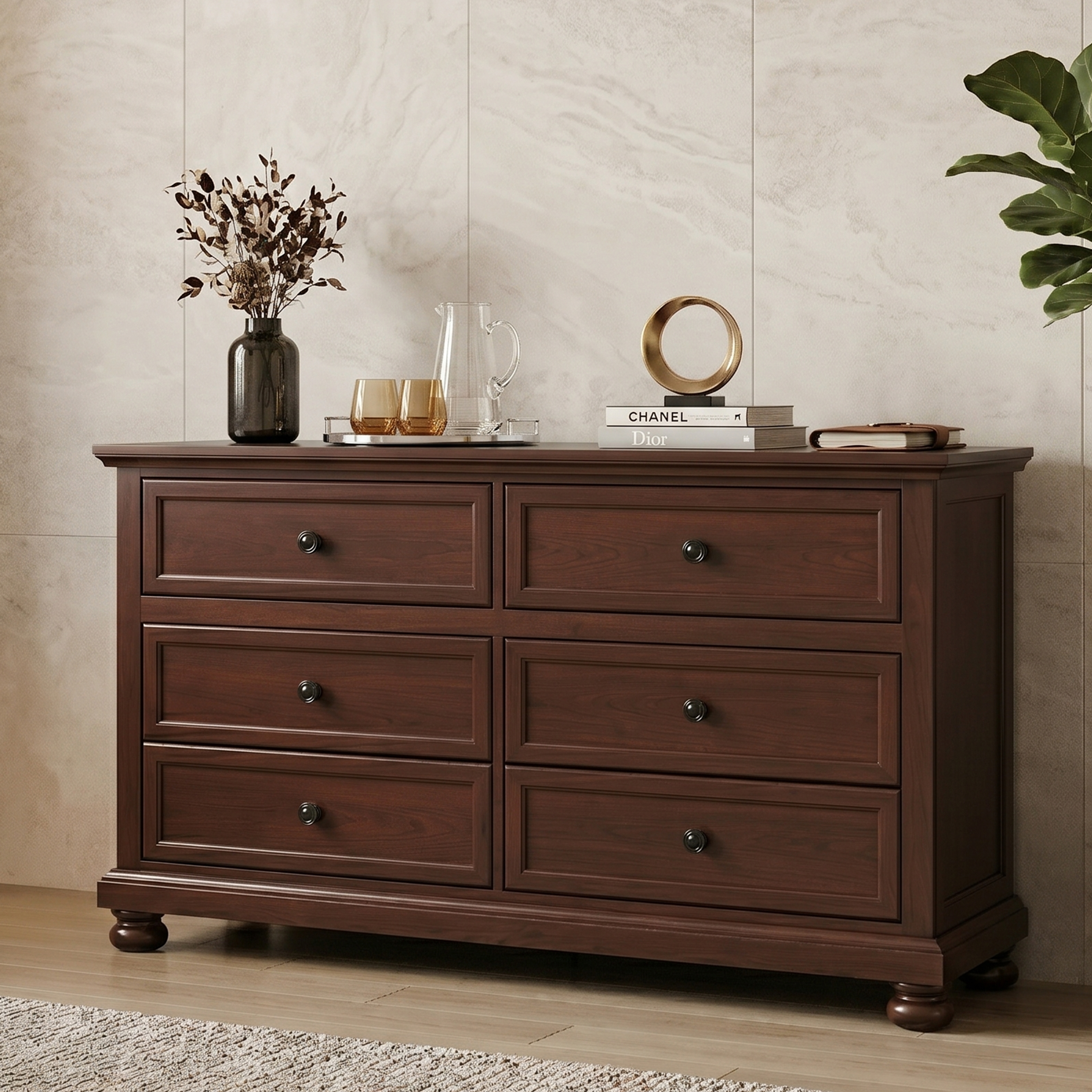 Boston 6-Drawer Wood Veneer Dresser