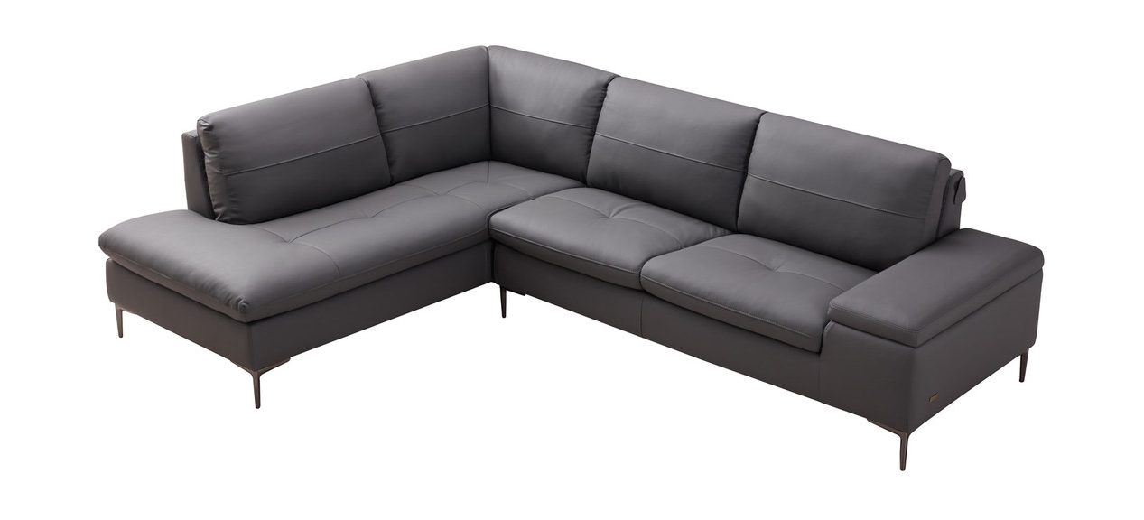 Decker Top Grain Leather Sectional with Storage Arm, Left Arm Chaise Facing