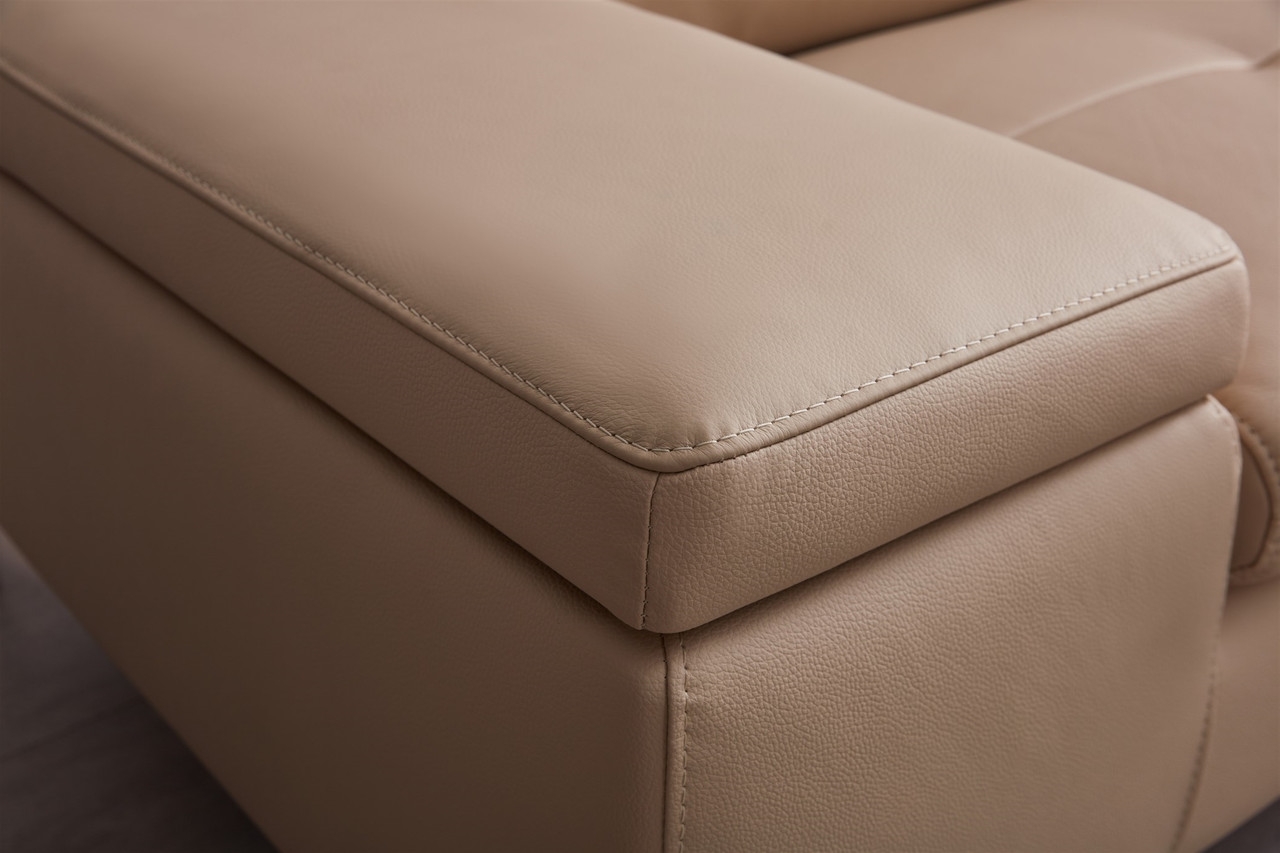 Decker Top Grain Leather Sectional with Storage Arm, Right Arm Chaise Facing