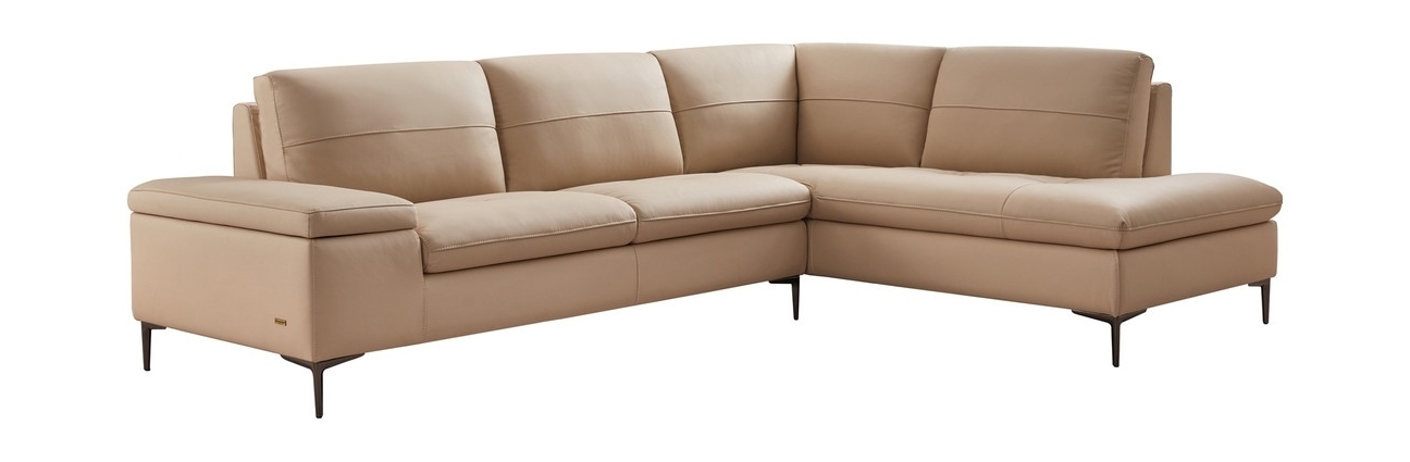 Decker Top Grain Leather Sectional with Storage Arm, Right Arm Chaise Facing