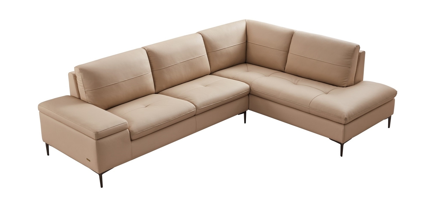 Decker Top Grain Leather Sectional with Storage Arm, Right Arm Chaise Facing