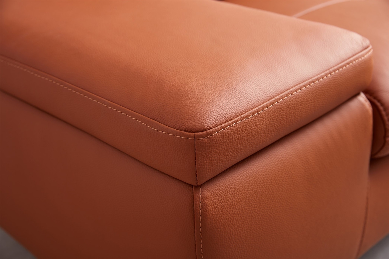 Decker Top Grain Leather Sectional with Storage Arm, Right Arm Chaise Facing