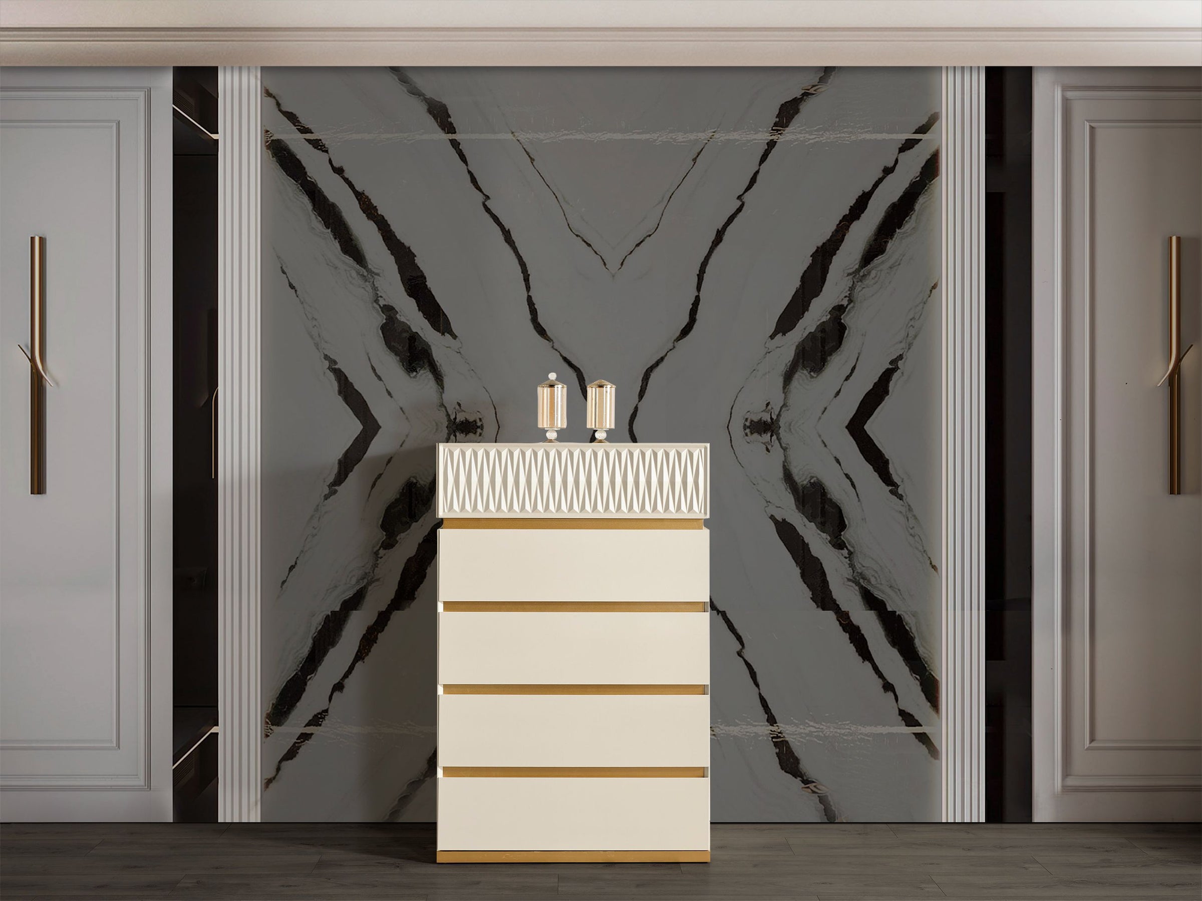 Delfano 5-Drawer Wood Veneer Chest