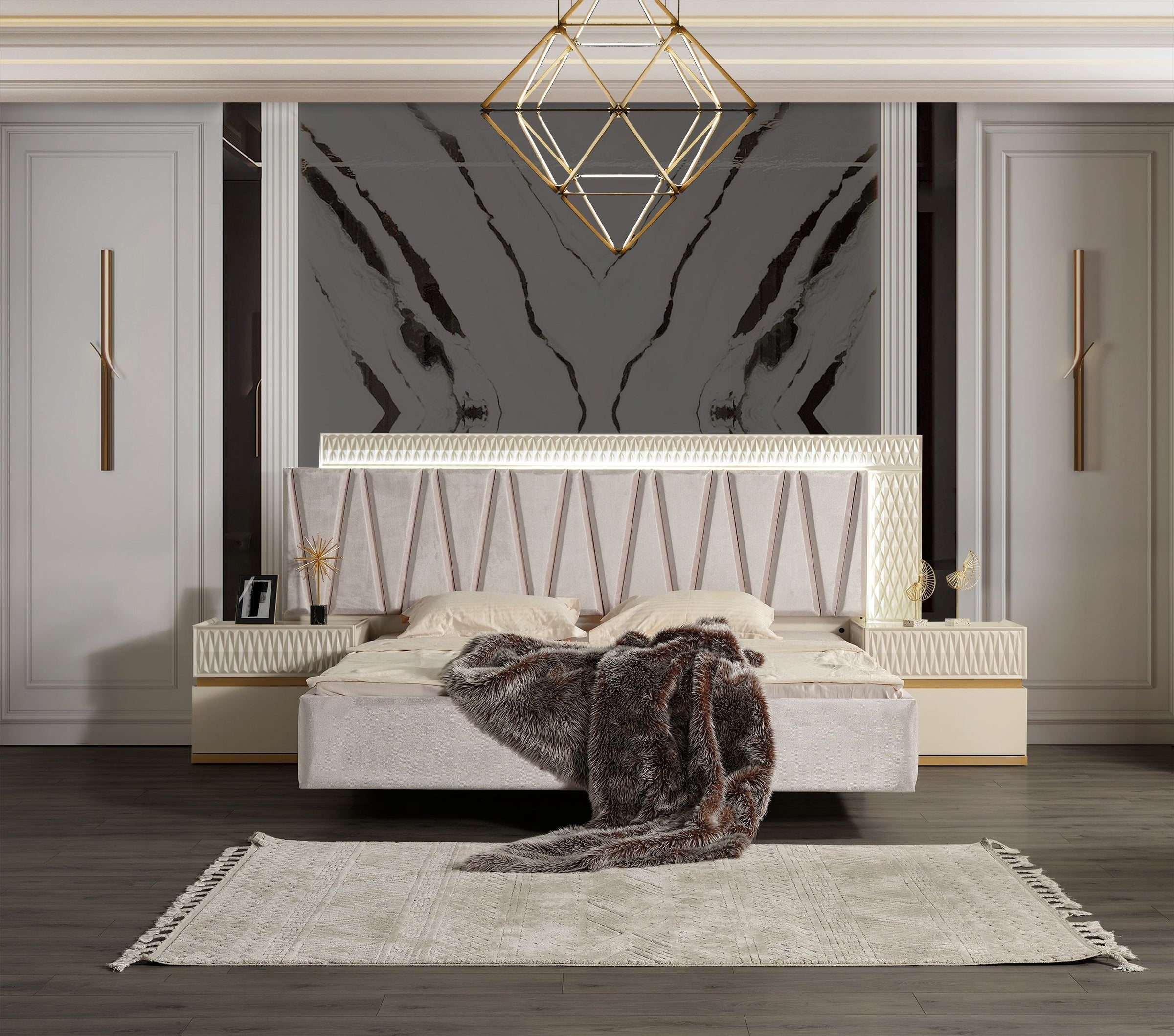 Delfano Wood Veneer Bedroom Set