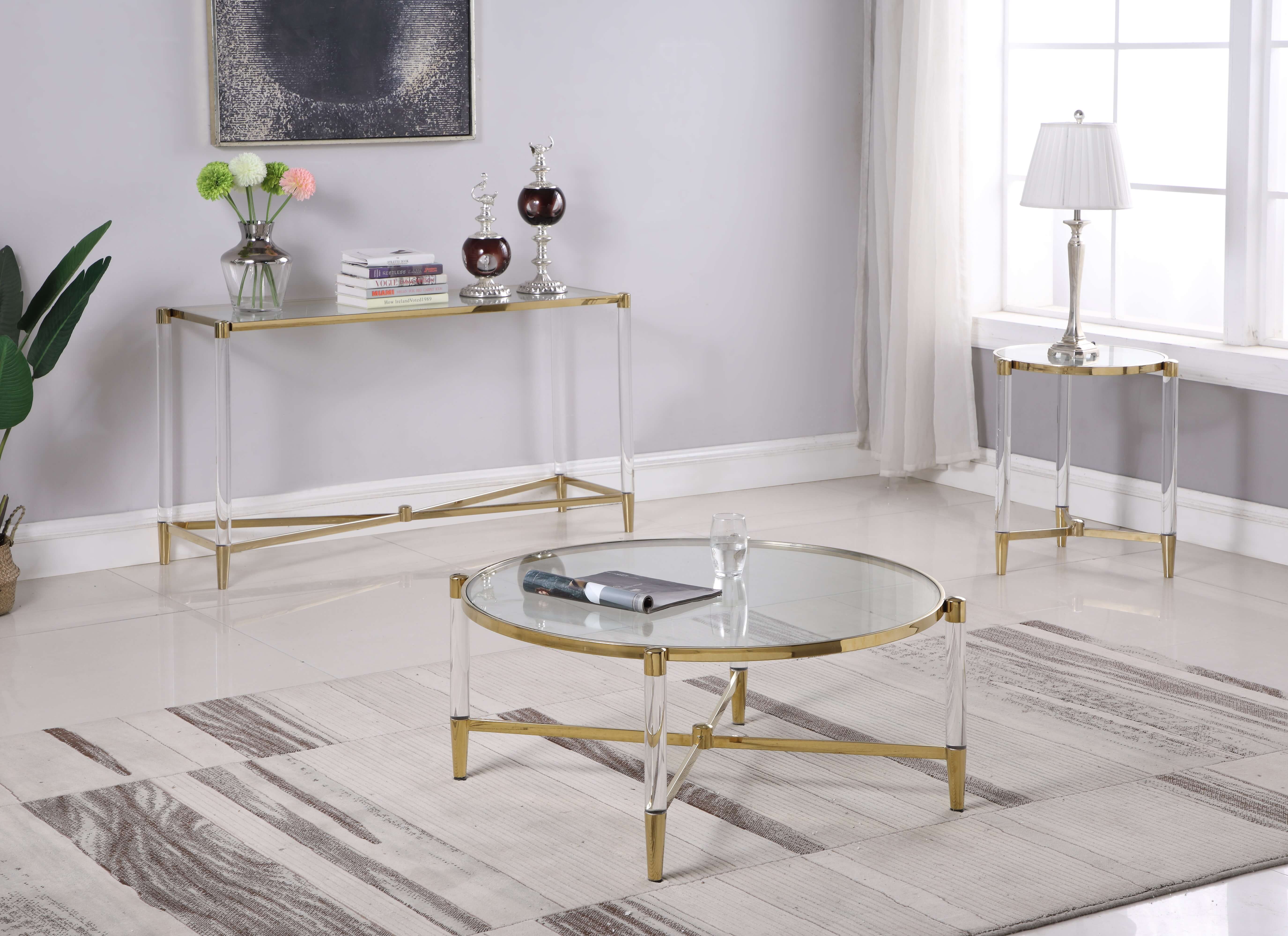 Denali Round Tempered Glass Cocktail Table