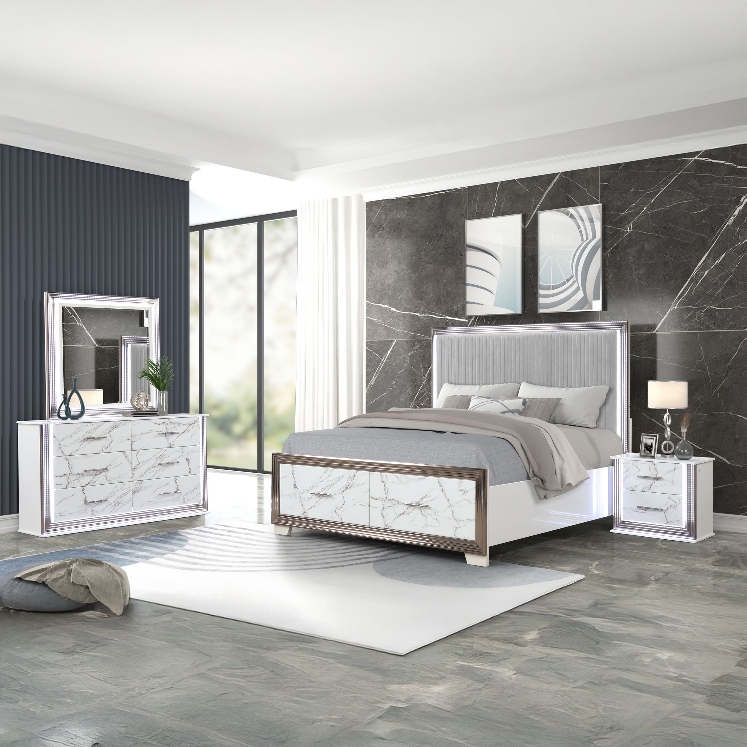 Desire Modern Contemporary King White Bedroom Set