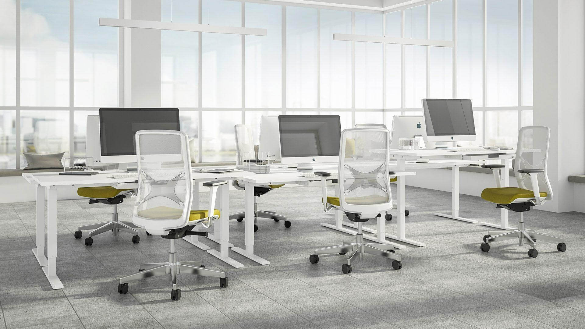 One H 55.1" Manual Height Adjustable Office Desk w/Cut-Out for Wire Management (scallop)