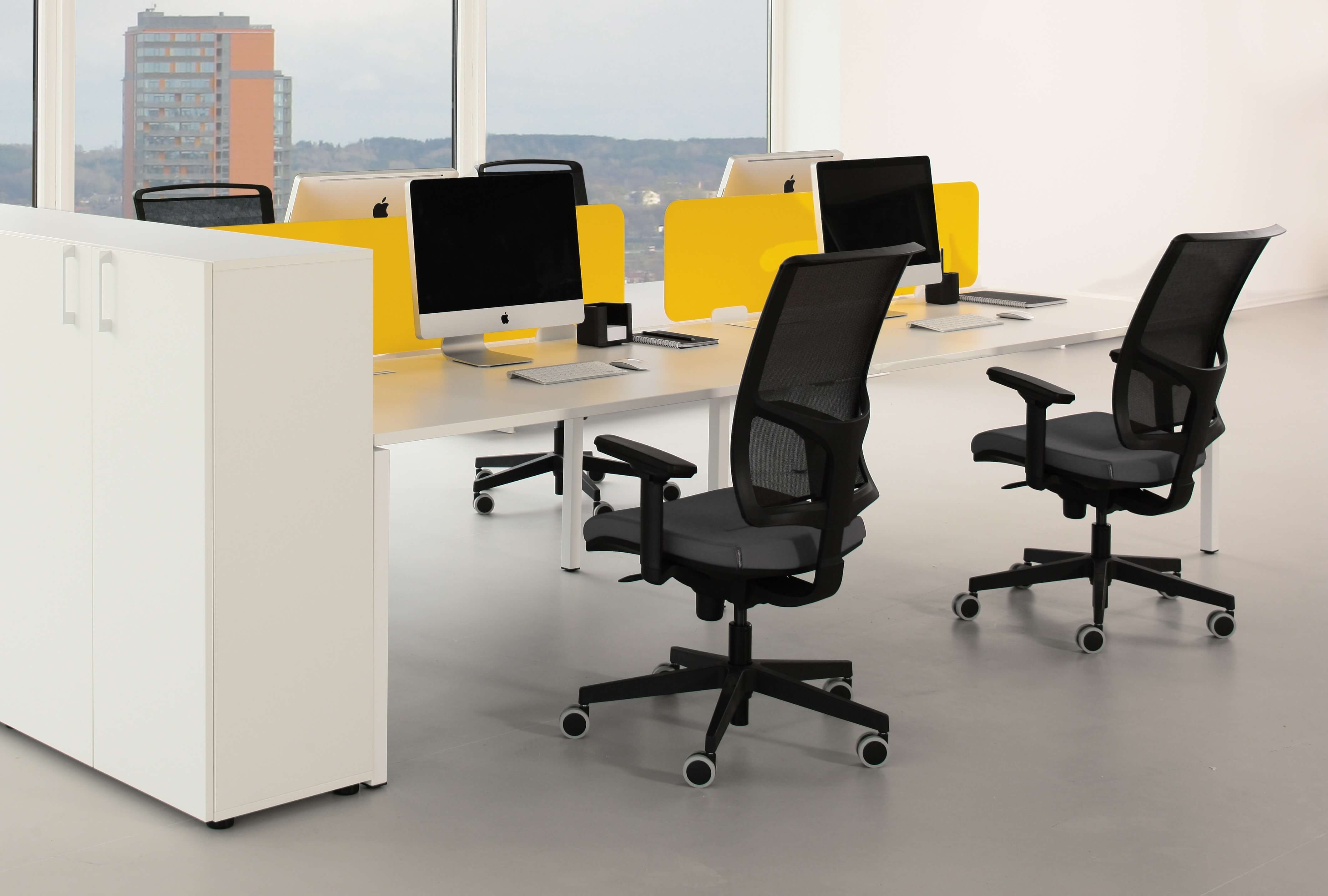 Nova U 110.2" Metal Frame Office 4-Desk Bench