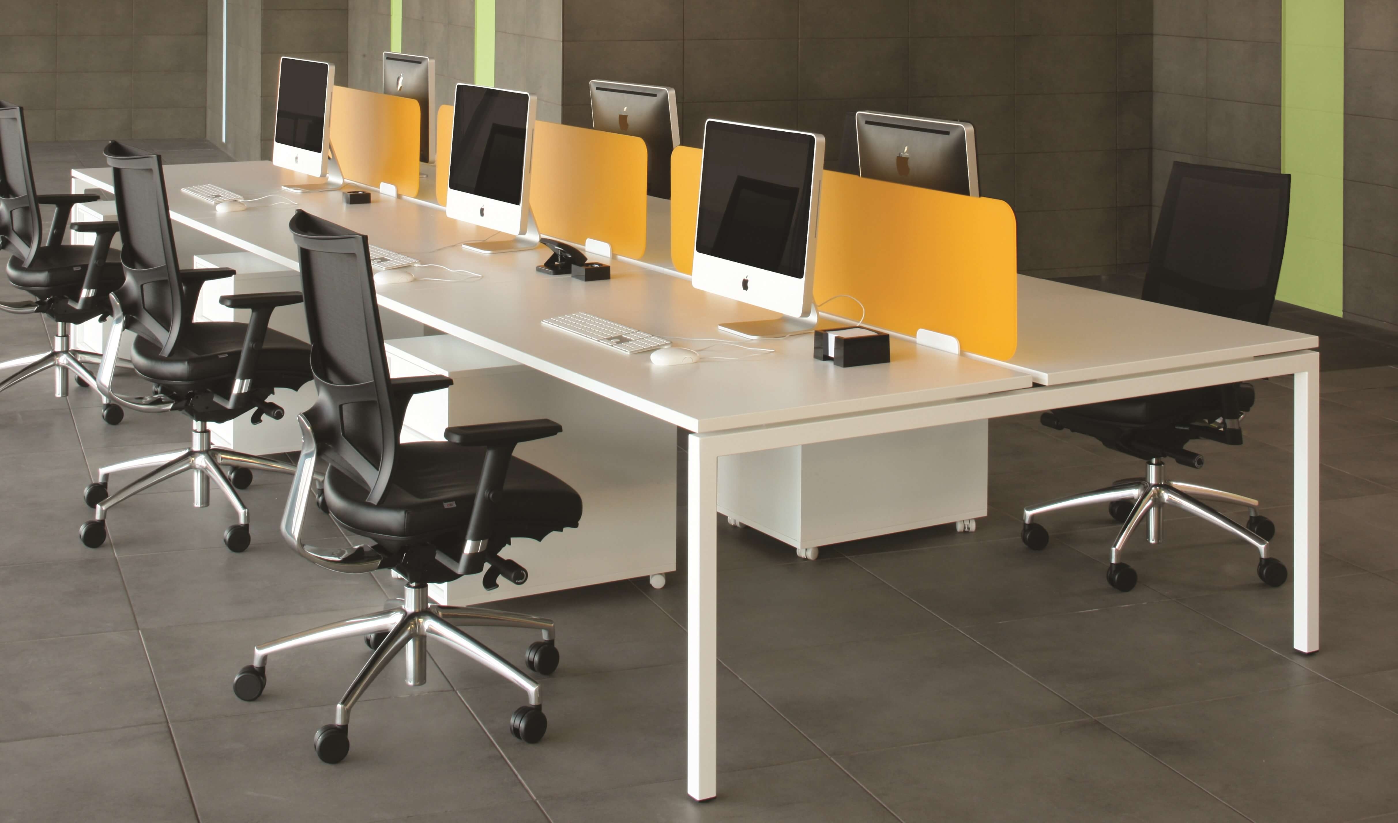 Nova U 110.2" Metal Frame Office 4-Desk Bench
