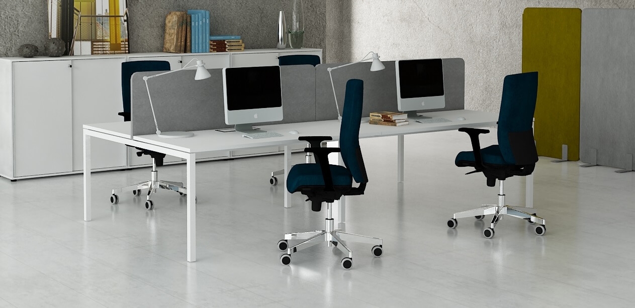 Nova U 110.2" Metal Frame Office 4-Desk Bench