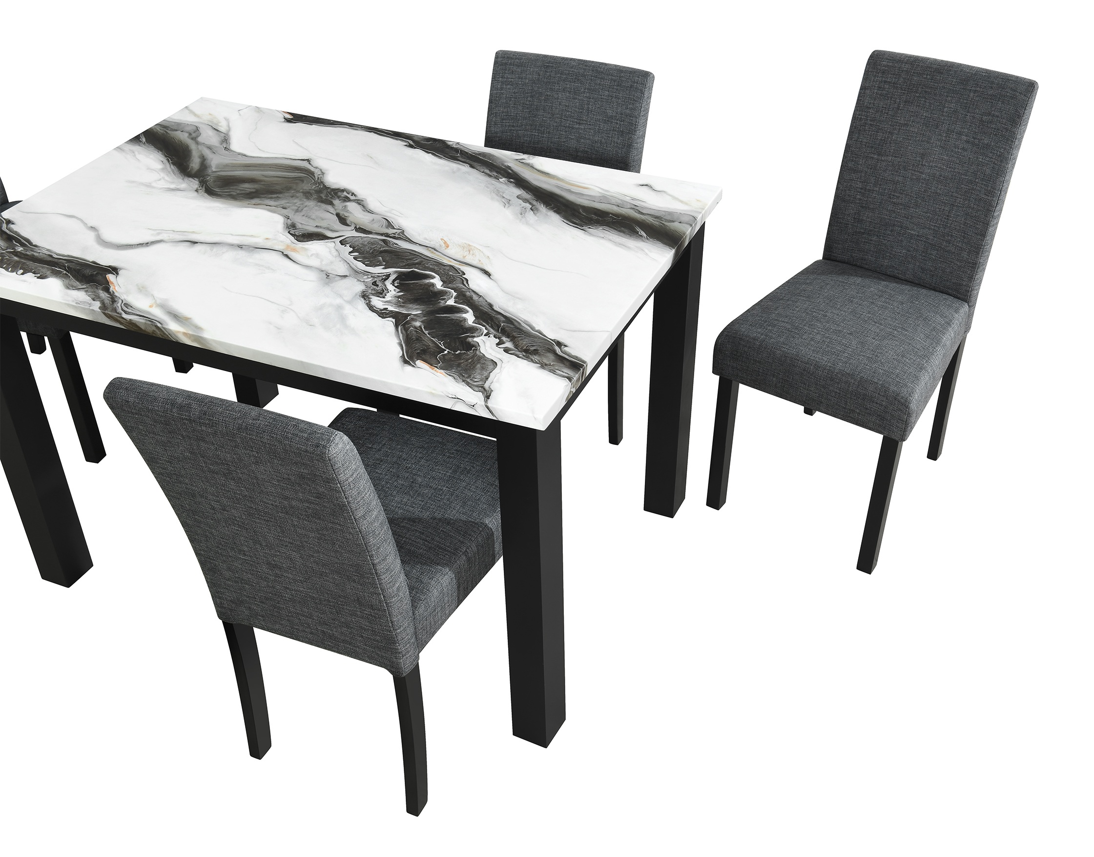 D8032 5-Piece Panda Faux Marble Dining Room Set with D9026 Chairs