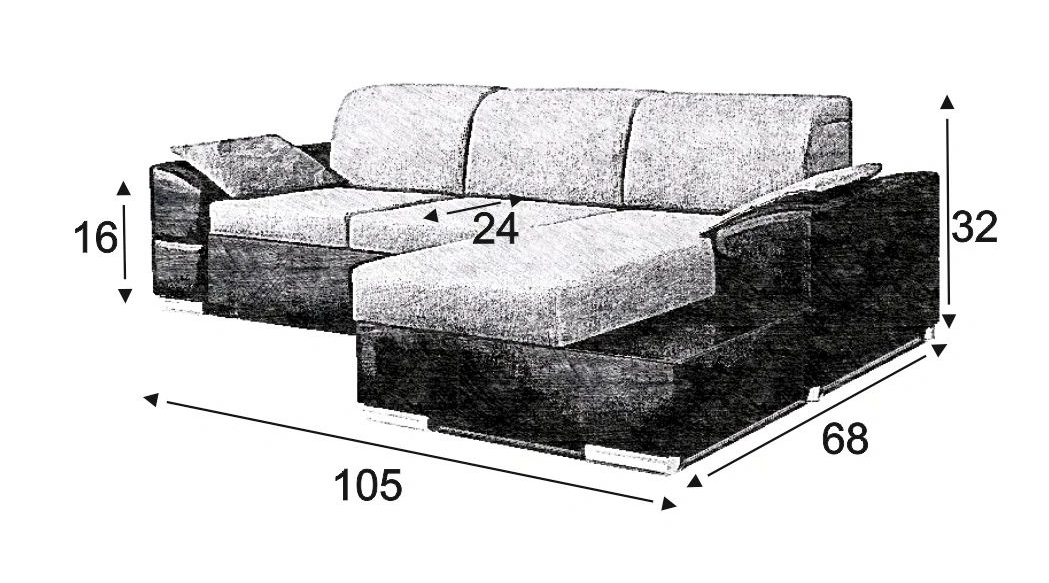 Marcel L-Shaped Fabric Convertible Storage Sectional Sofa