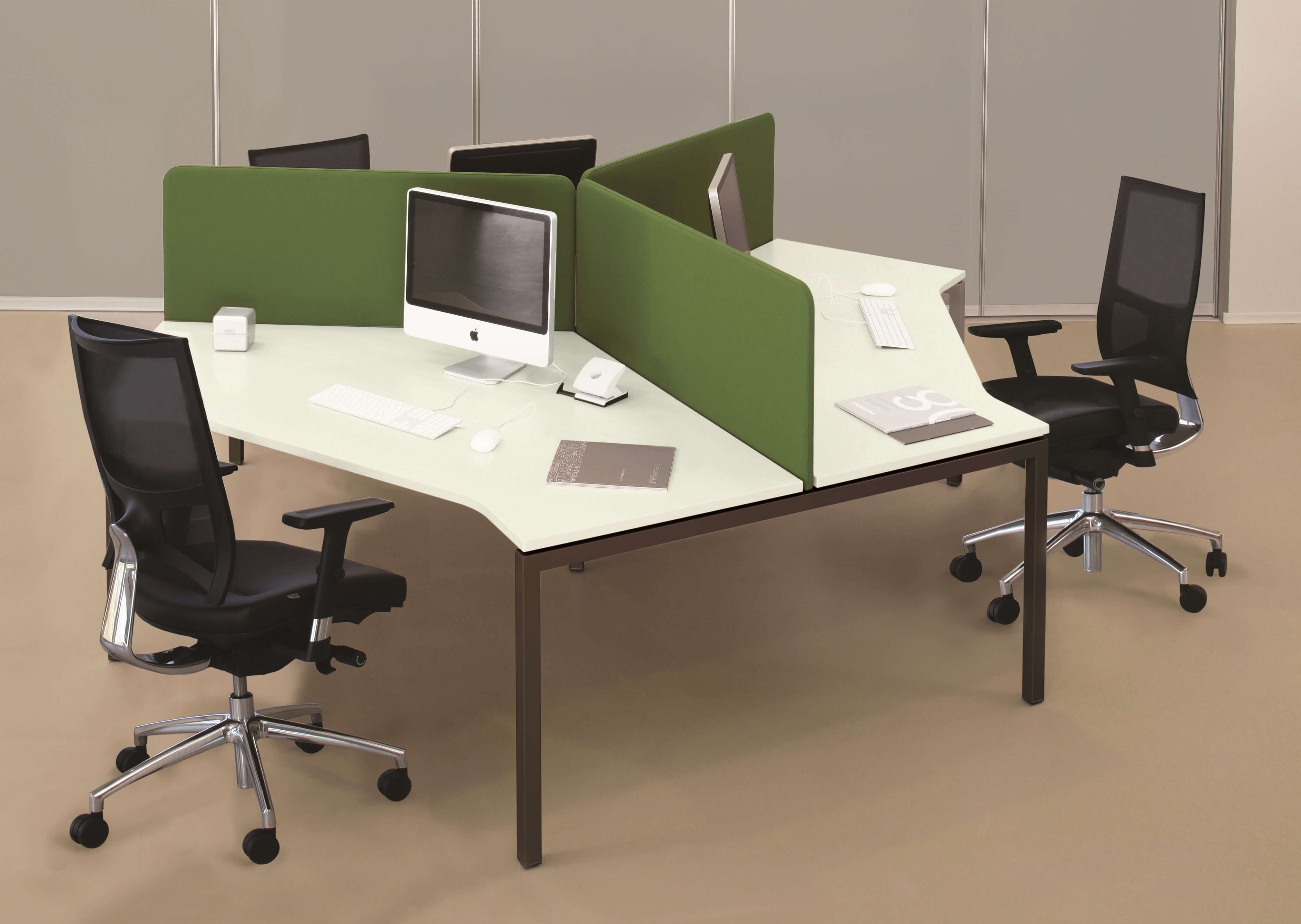 Nova U Office 3-Desk Bench w/Metal Frame