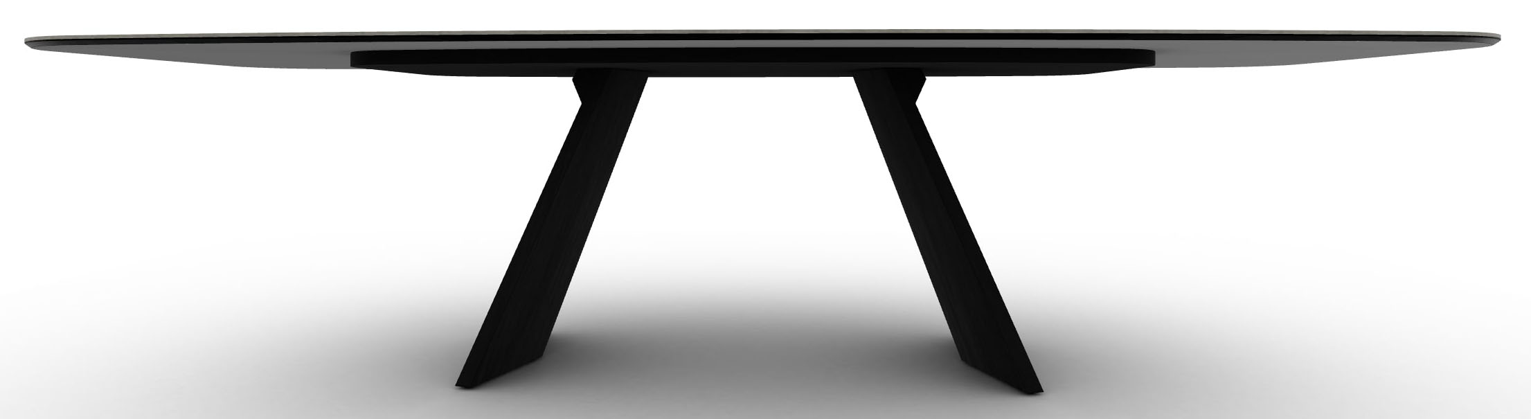 Icaro W118.1-inch Ceramic/Wood Customizable Elliptical Dining Table