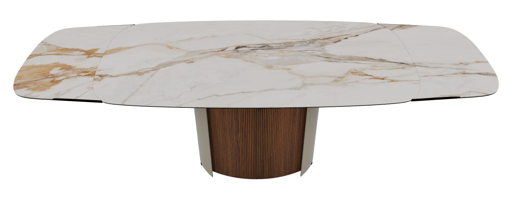 Yoroi Metal/Ceramic/Veneer Rectangular Extendable Dining Table w/Rounded Corners