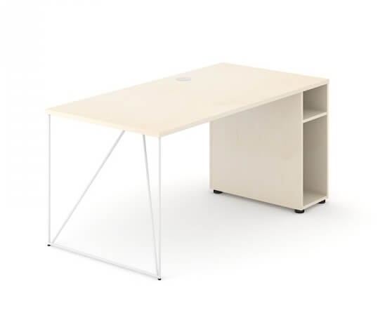Air 62.9" Straight Office Desk w/Cable Port & Open Cupboard