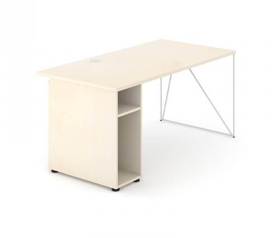 Air 62.9" Straight Office Desk w/Cable Port & Open Cupboard