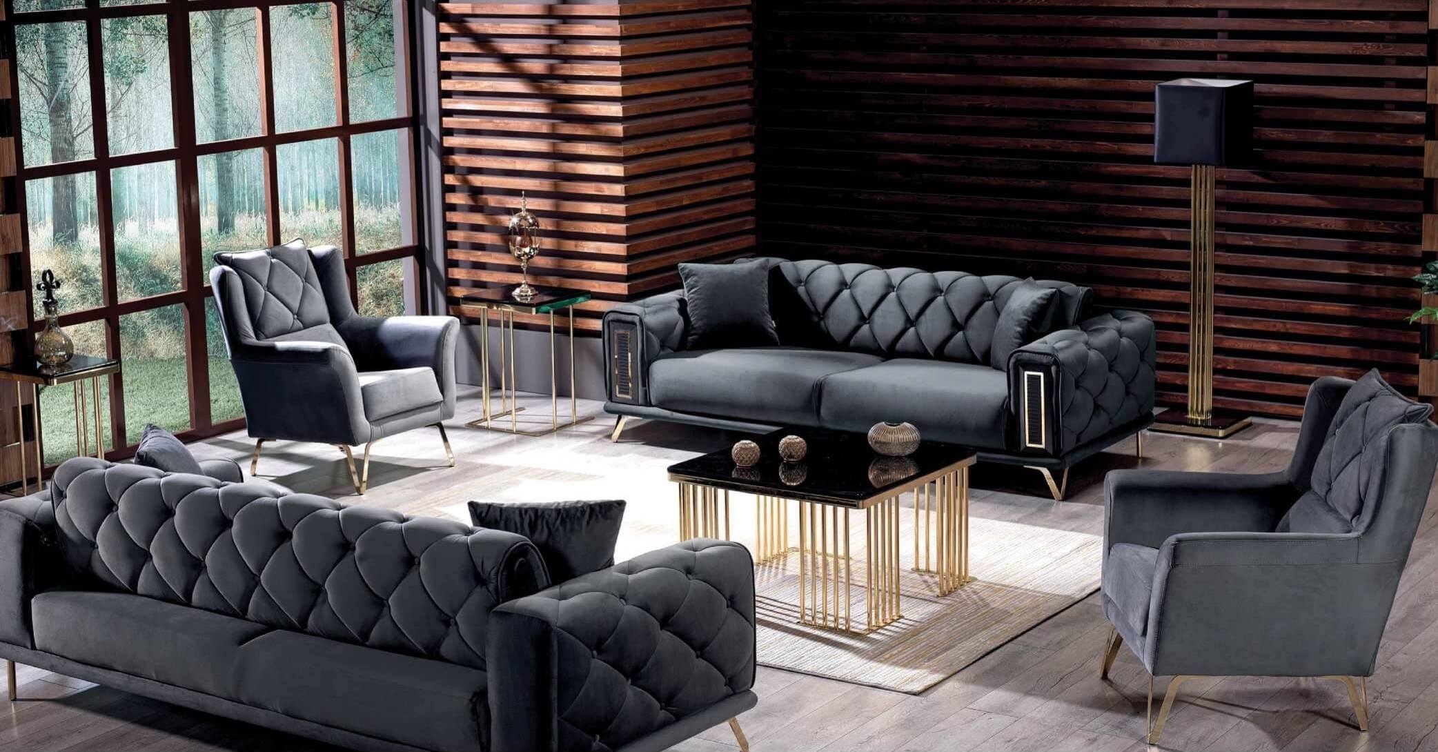 Diamond Velvet Living Room Set