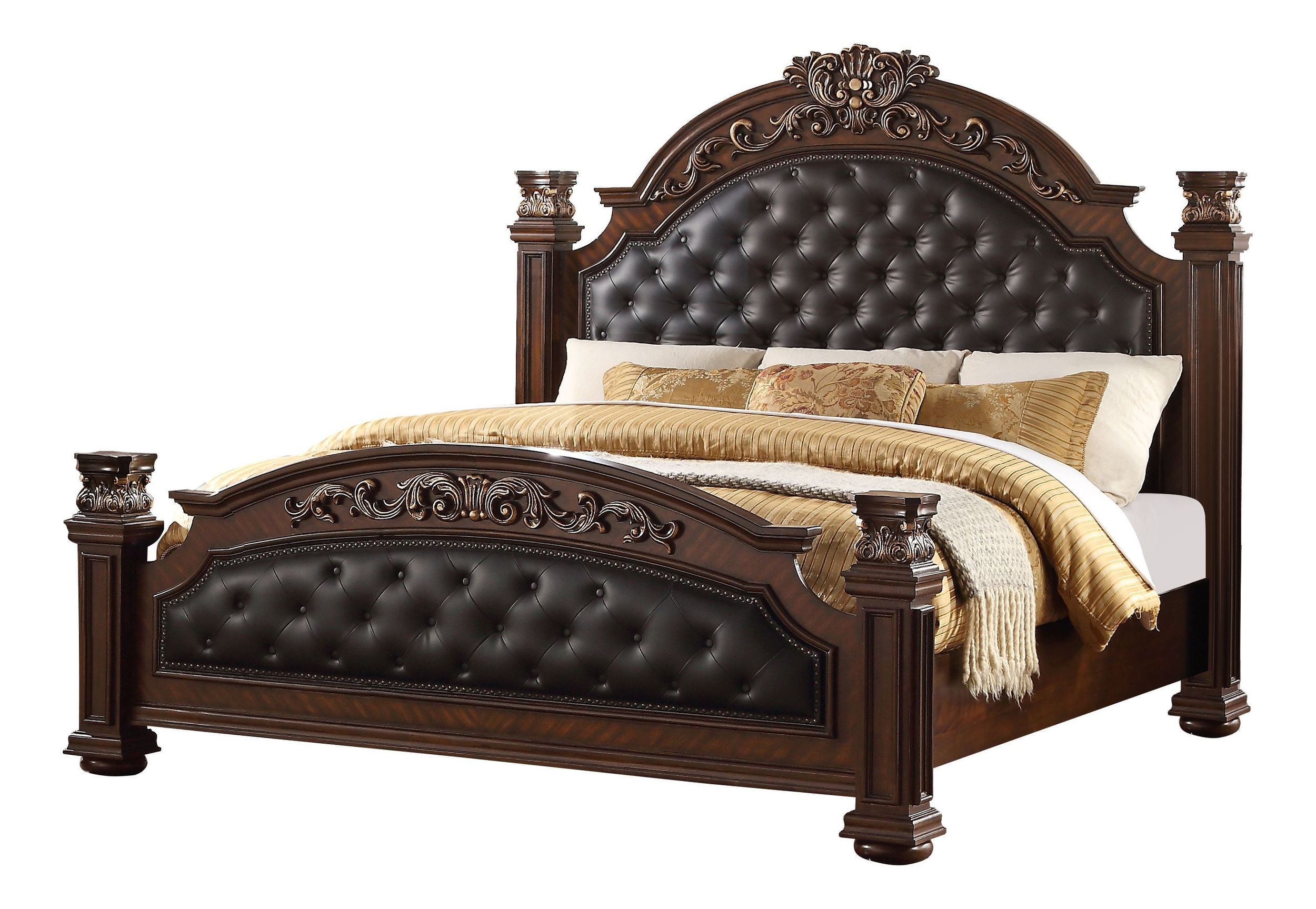Aspen Bedroom Set with Faux Leather Upholstered Headboard & Footboard