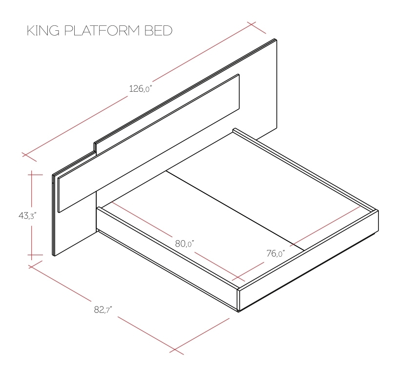 Warsaw Glossy Platform LED King Size Bed