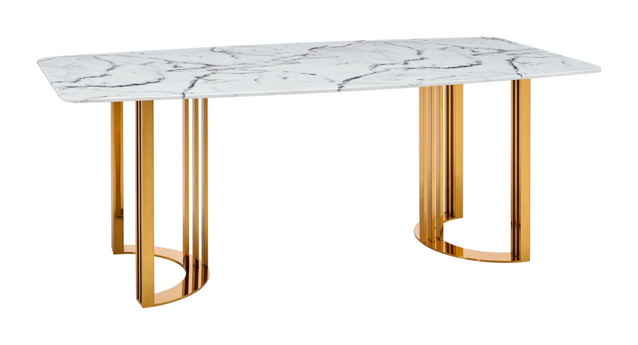131 Modern Rectangle Marble Top Dining Table with Base - Thumbnail 2