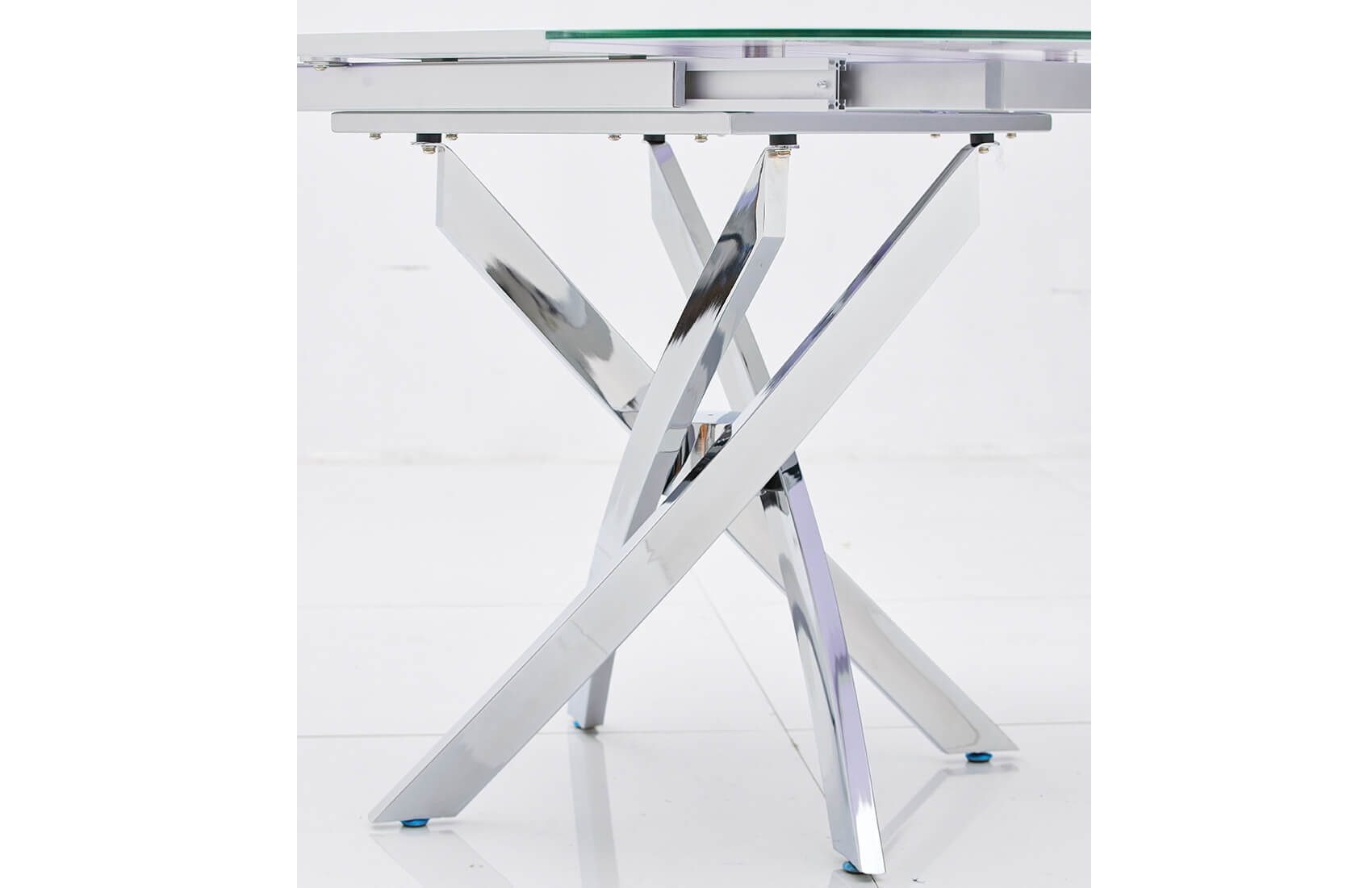 2303 Modern Round Glass Extendable Dining Table by ESF Furniture