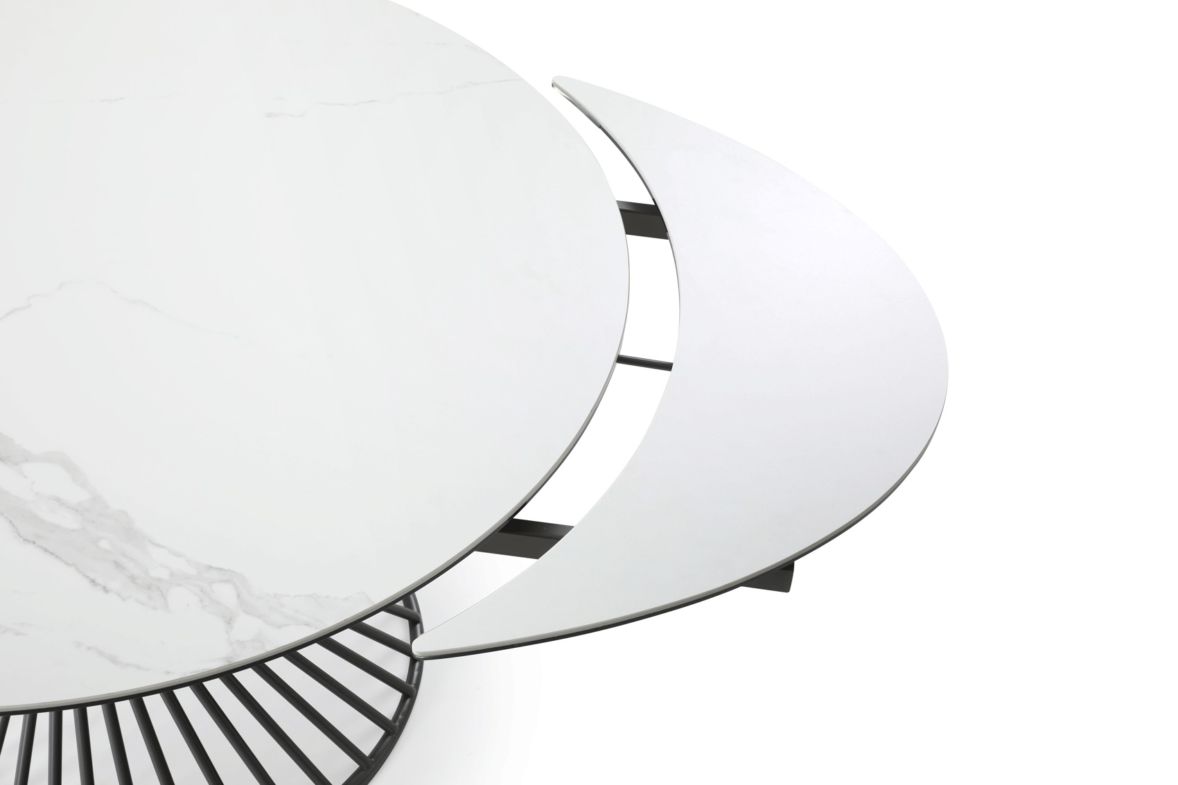 9034 Glass/Ceramic Extendable Round Dining Table