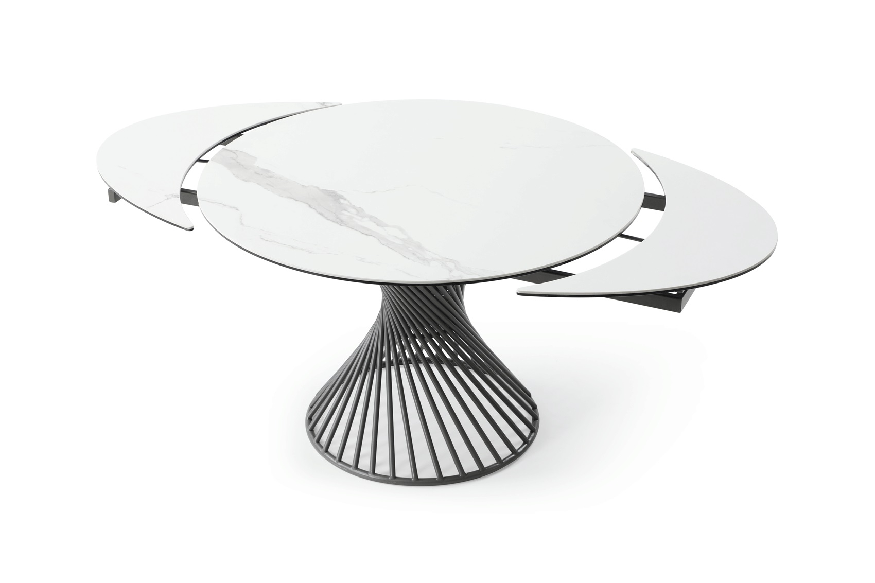 9034 Glass/Ceramic Extendable Round Dining Table