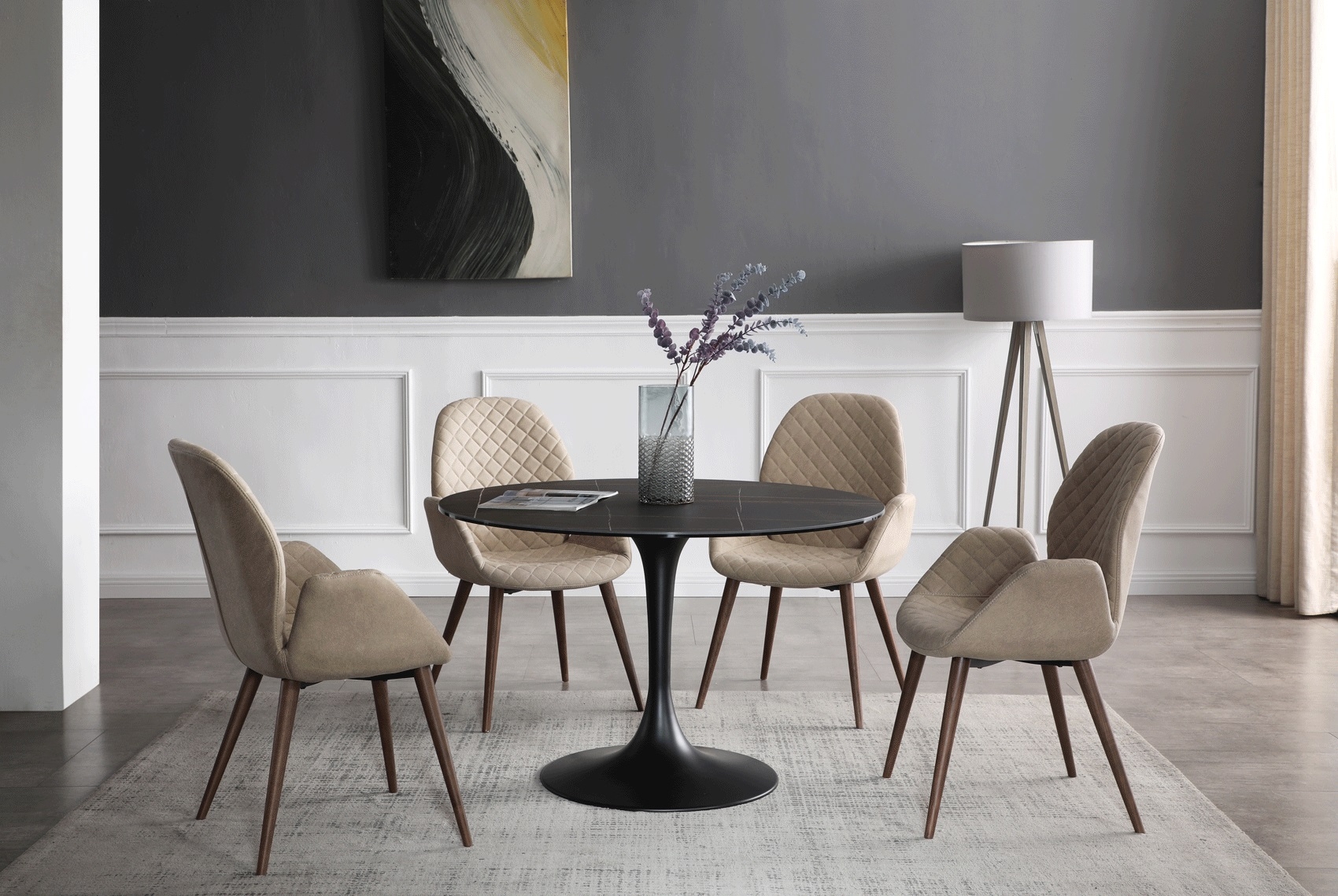 9088 Glass/Ceramic Round Dining Table