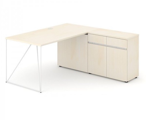 Air 62.9" Office Desk w/Cable Port & Cabinet