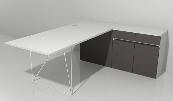 Air Office Desk w/Extended Top & Right Cabinet