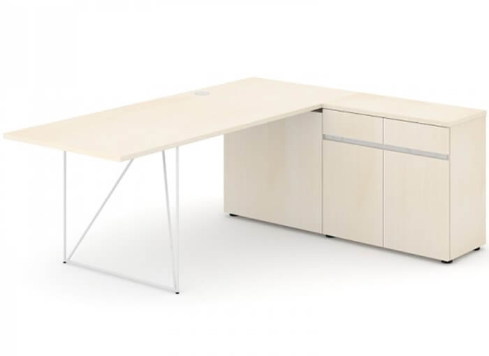 Air Office Desk w/Extended Top & Left Cabinet