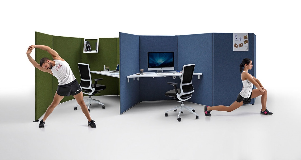 Link 4-Person Office Modular Screen System, Composition 4