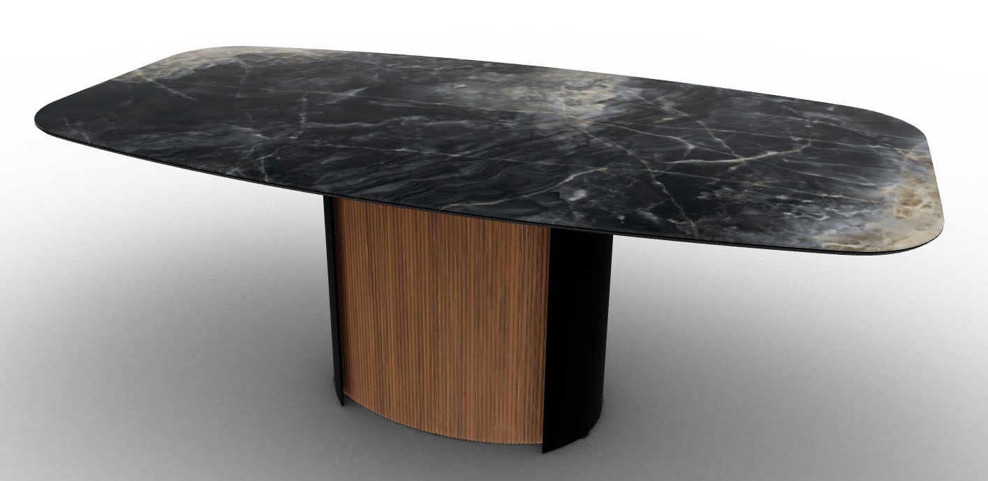 Yoroi W78.7-inch Ceramic/Metal/Wood Customizable Elliptical Dining Table