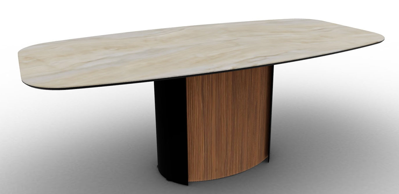 Yoroi W78.7-inch Ceramic/Metal/Wood Customizable Elliptical Dining Table