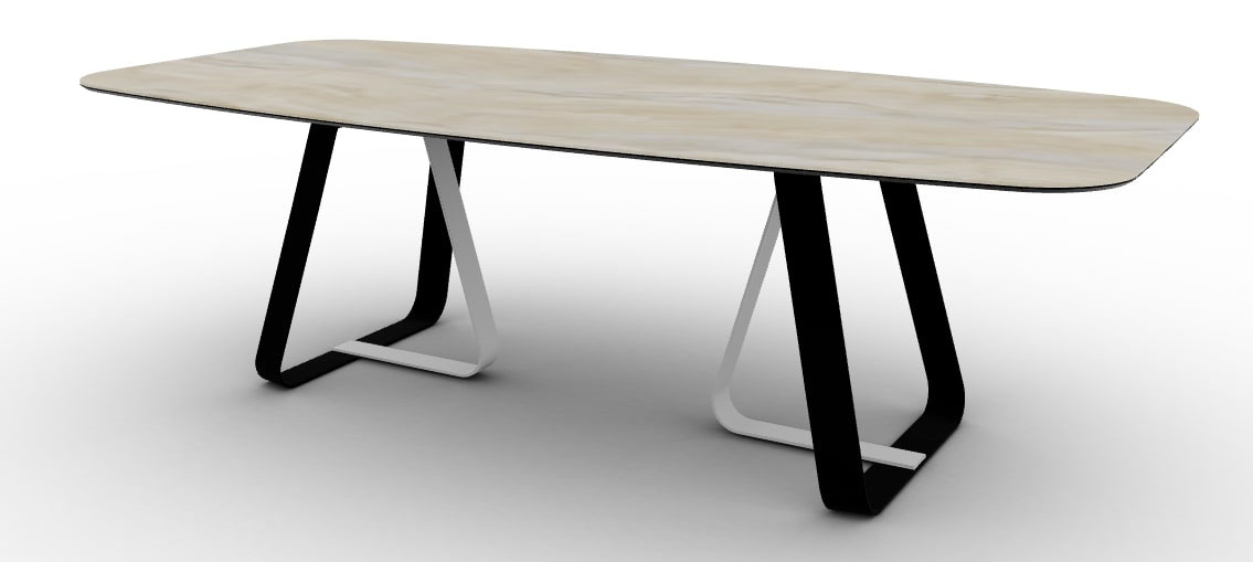 Sunshine W98.4-inch Ceramic/Metal Customizable Elliptical Dining Table