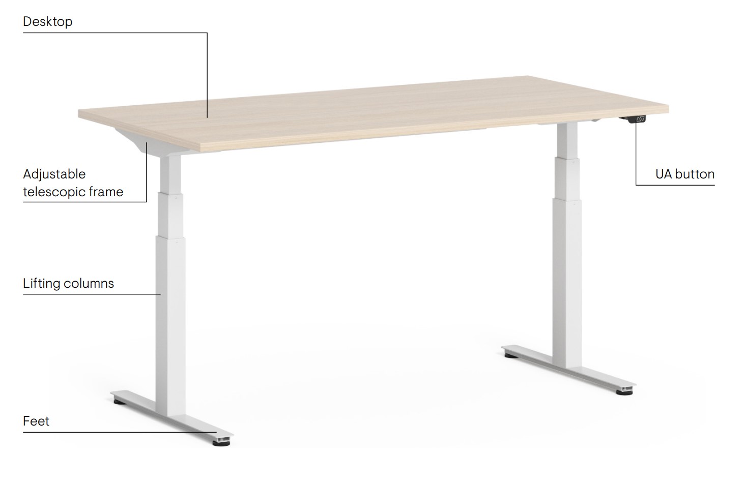 Q-Active W63" Electric Height Adjustable Office Desk w/Grommet, Cable Tray & Screens