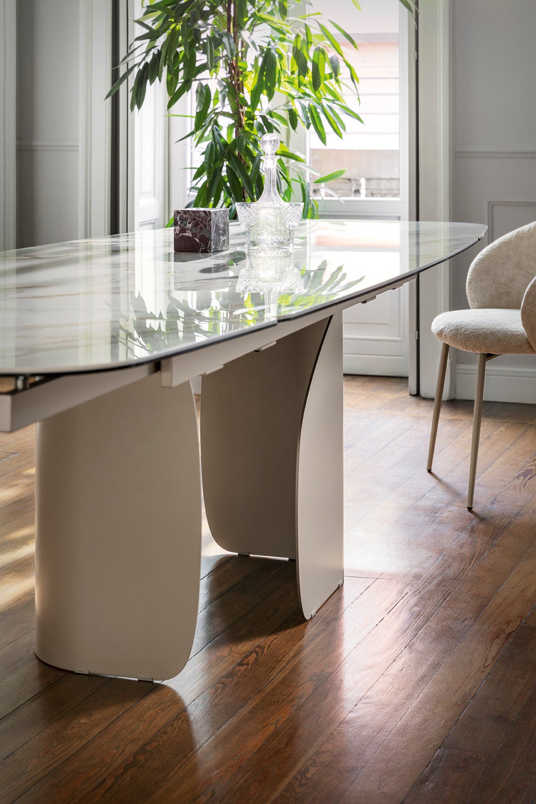 Twins Metal/Ceramic Rectangular Extendable Dining Table w/Rounded Corners