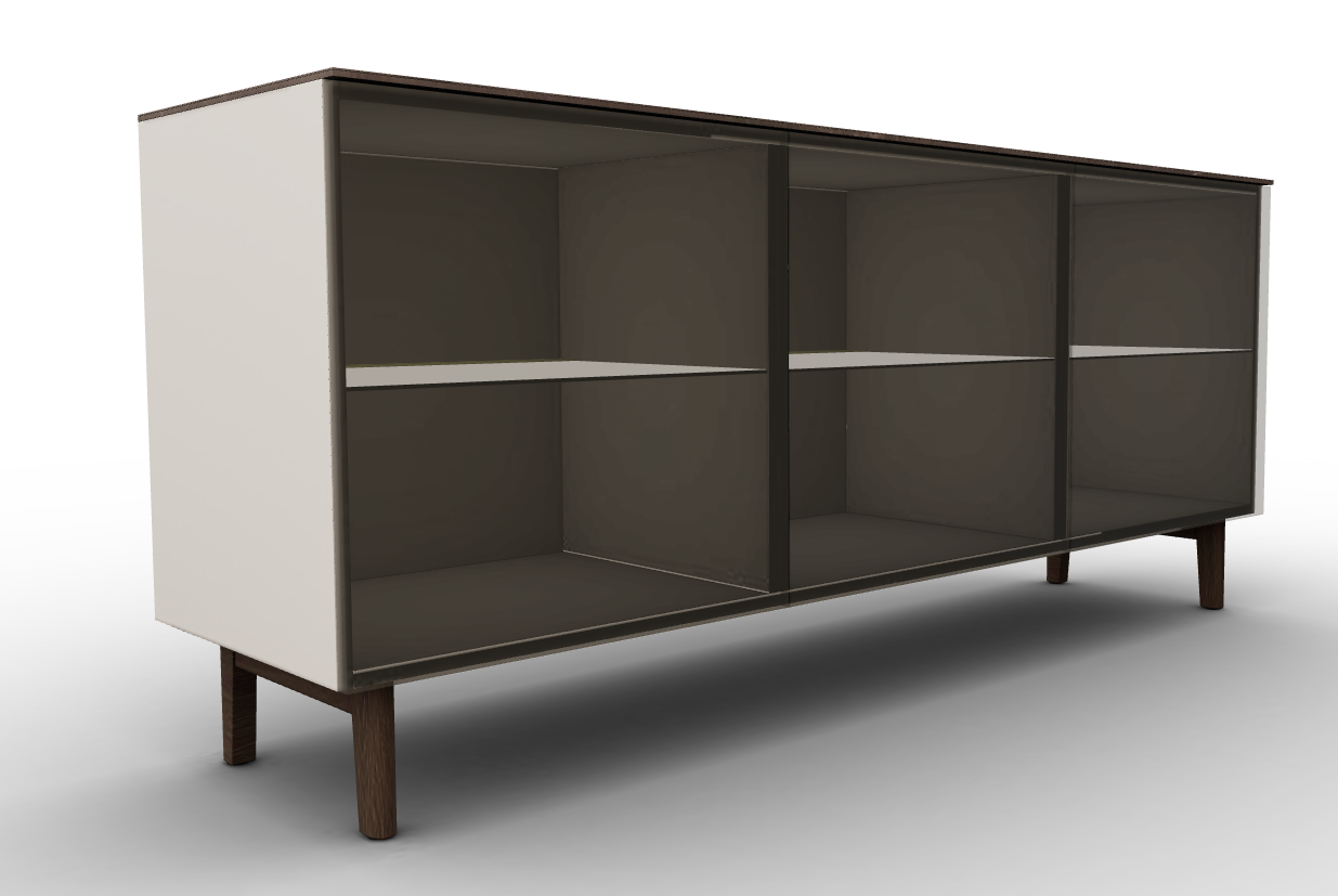 Universal Ceramic/Wood Customizable Sideboard w/3 Glass Doors & Wooden Feet