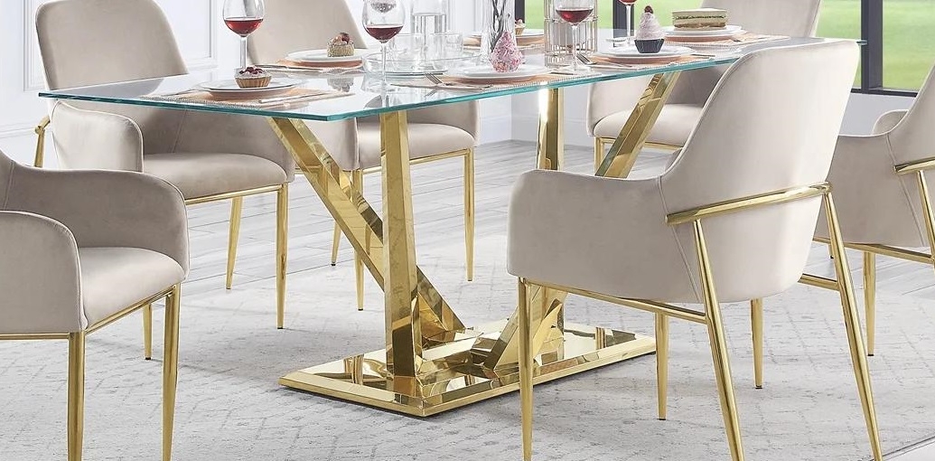 Barnard Glass/Steel Dining Table