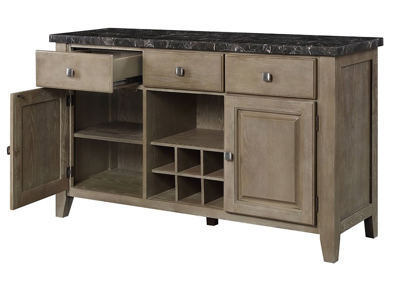 Charnell Marble/Wood Server w/3 Drawers & 2 Doors