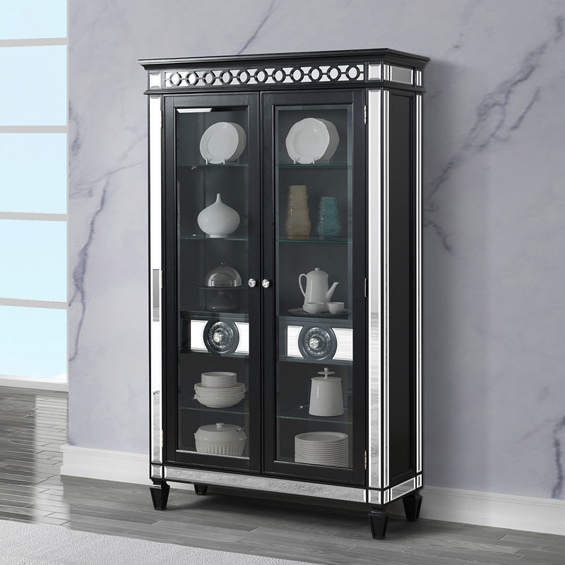 Varian II Glass/Wood Curio w/2 Doors & 2 Drawers