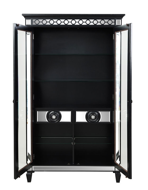 Varian II Glass/Wood Curio w/2 Doors & 2 Drawers